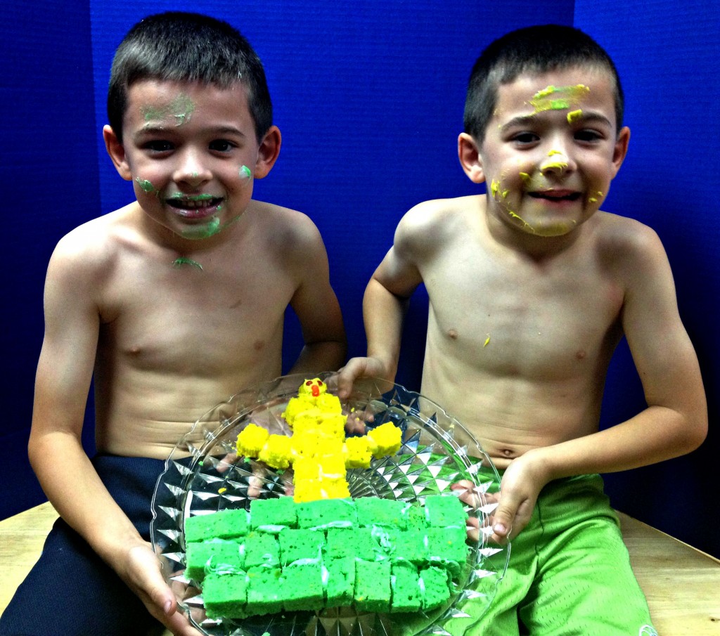 boys with cake finished