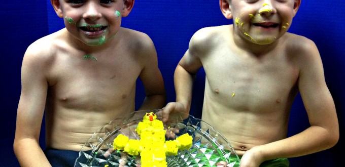 boys with cake finished